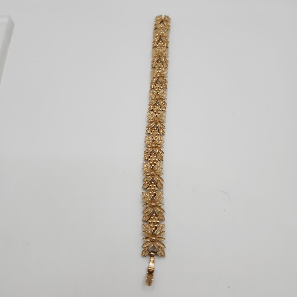 Vintage Floral Leaf Textured Link Bracelet Sarah Coventry Elegant Collectible - Picture 3 of 8